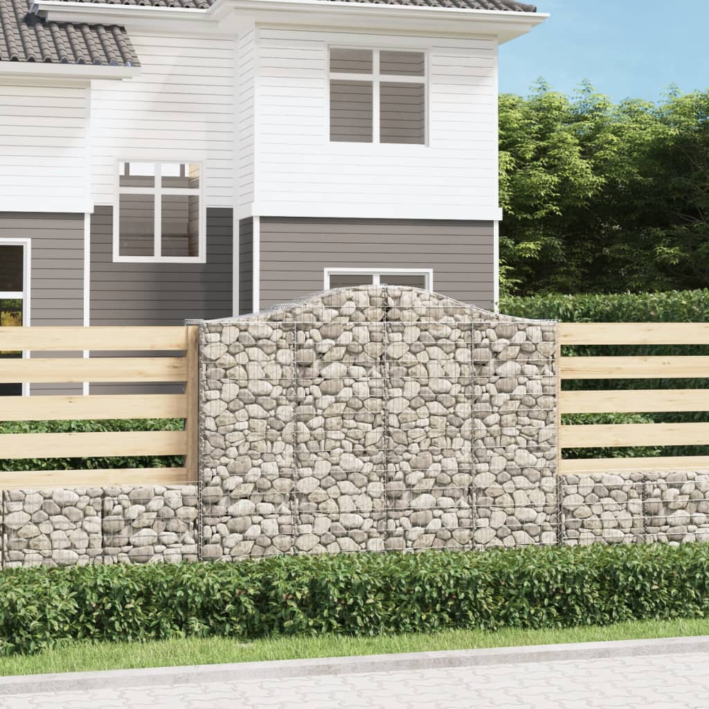 Gabionen mit Hochbogen 50Stk. 200x50x160/180cm Verzinktes Eisen