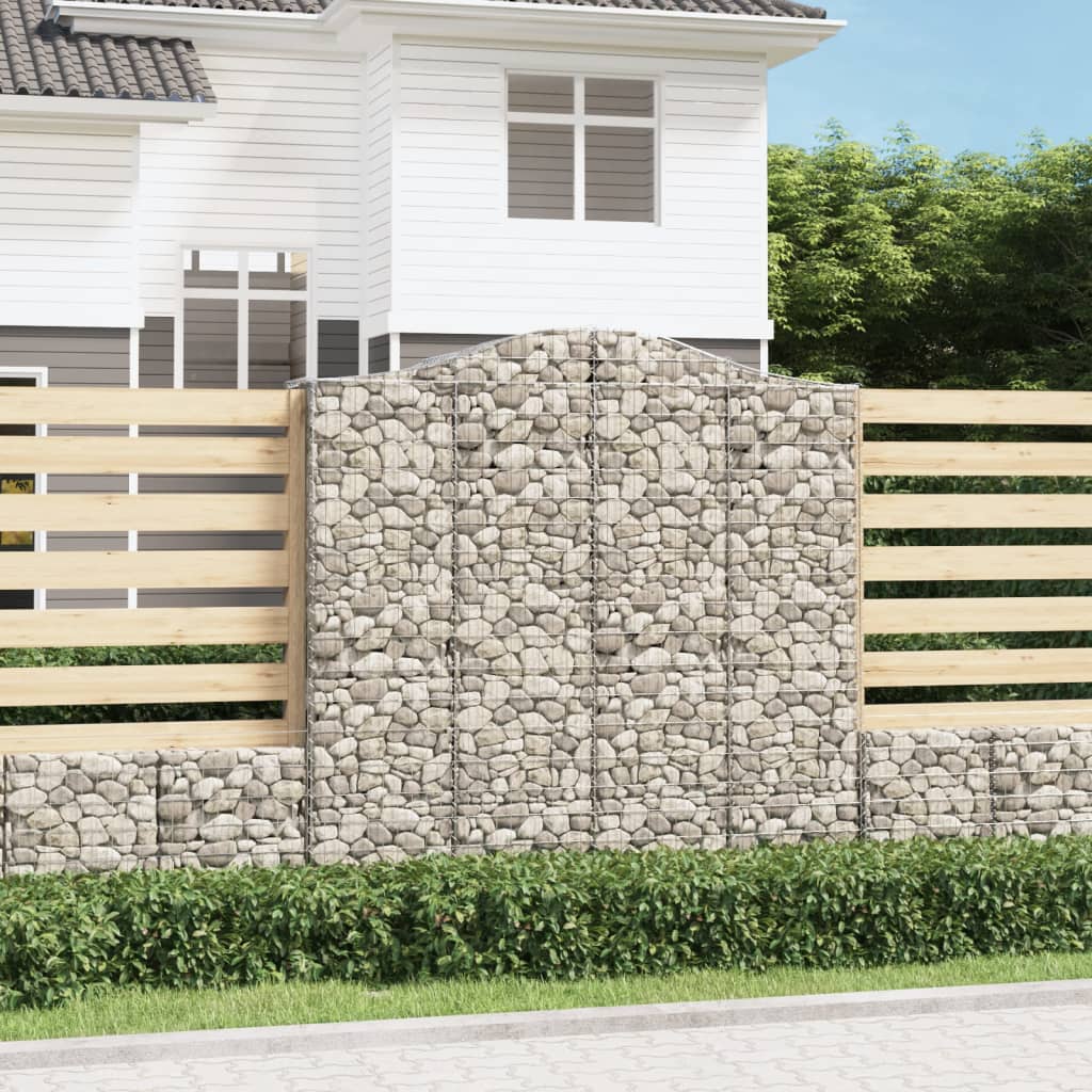 Gabionen mit Hochbogen 3 Stk. 200x50x200/220cm Verzinktes Eisen
