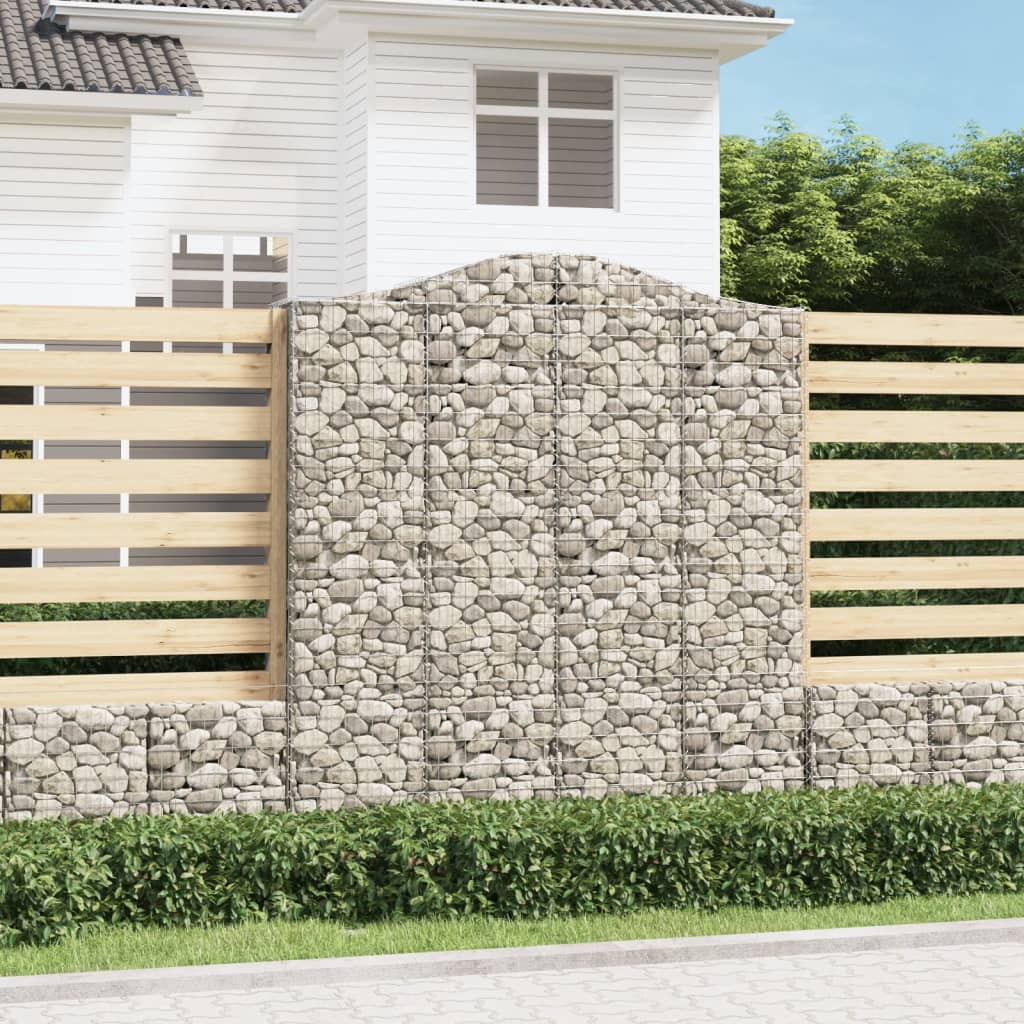 Gabionen mit Hochbogen 12Stk. 200x50x220/240cm Verzinktes Eisen