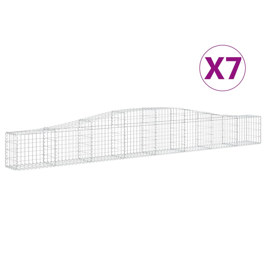 Gabionen mit Hochbogen 7 Stk. 400x30x40/60 cm Verzinktes Eisen