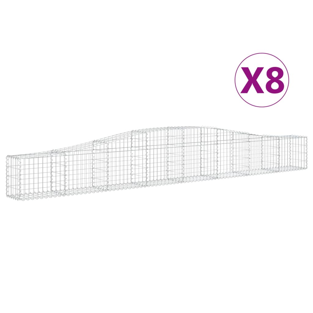 Gabionen mit Hochbogen 8 Stk. 400x30x40/60 cm Verzinktes Eisen