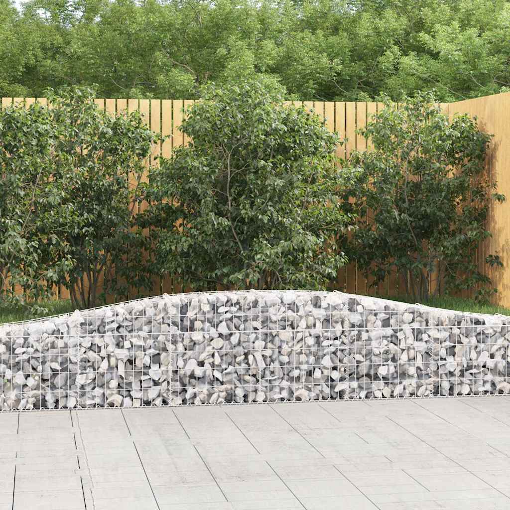 Gabionen mit Hochbogen 10 Stk. 400x30x40/60 cm Verzinktes Eisen
