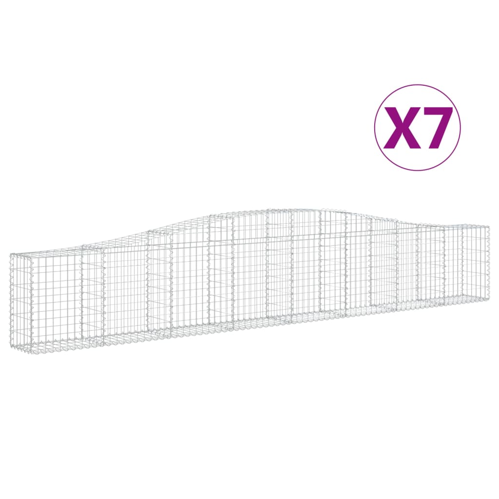 Gabionen mit Hochbogen 7 Stk. 400x30x60/80 cm Verzinktes Eisen