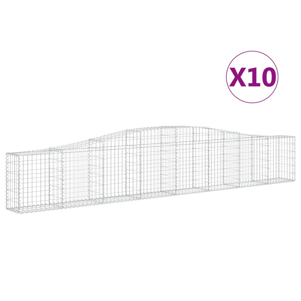 Gabionen mit Hochbogen 10 Stk. 400x30x60/80 cm Verzinktes Eisen