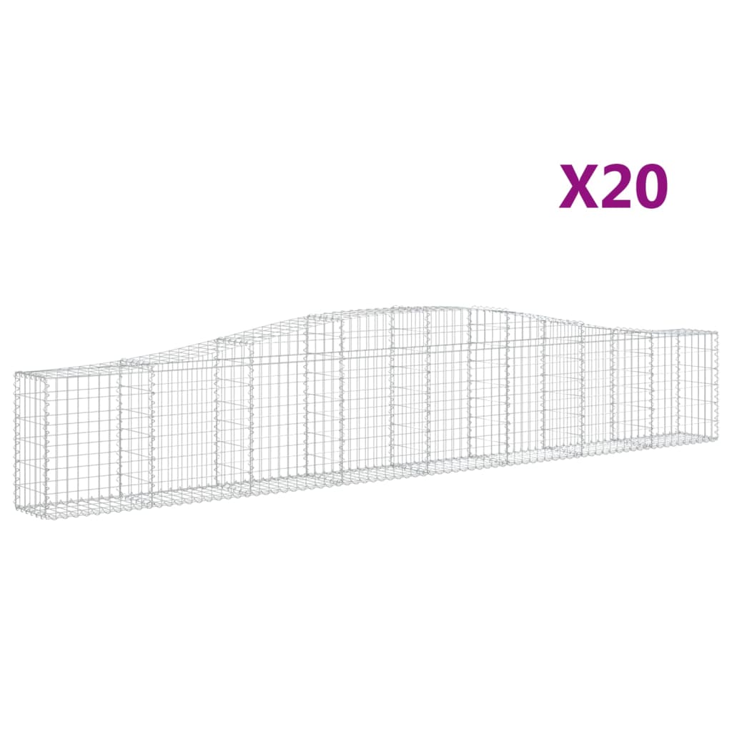 Gabionen mit Hochbogen 20 Stk. 400x30x60/80 cm Verzinktes Eisen
