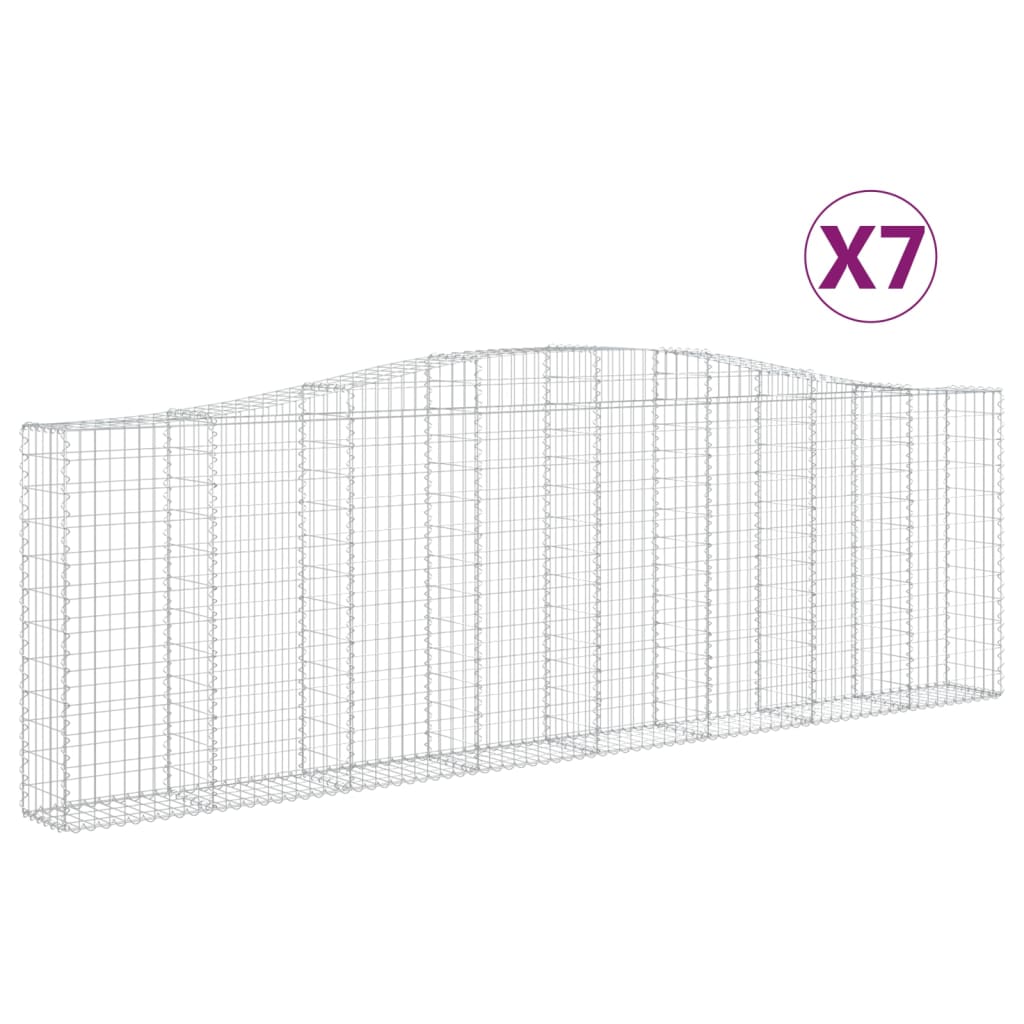 Gabionen mit Hochbogen 7 Stk. 400x30x120/140cm Verzinktes Eisen