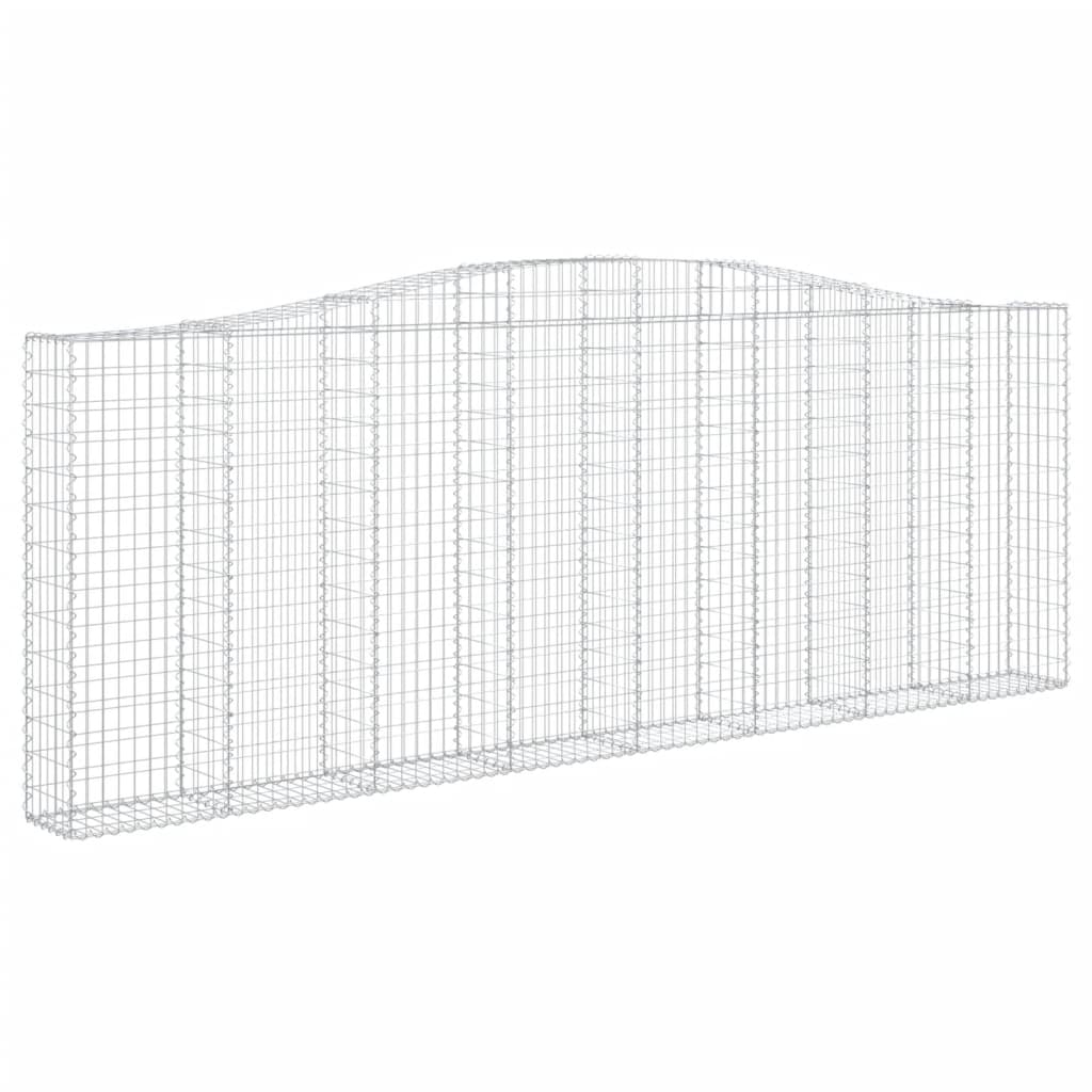 Gabionen mit Hochbogen 15Stk. 400x30x140/160cm Verzinktes Eisen