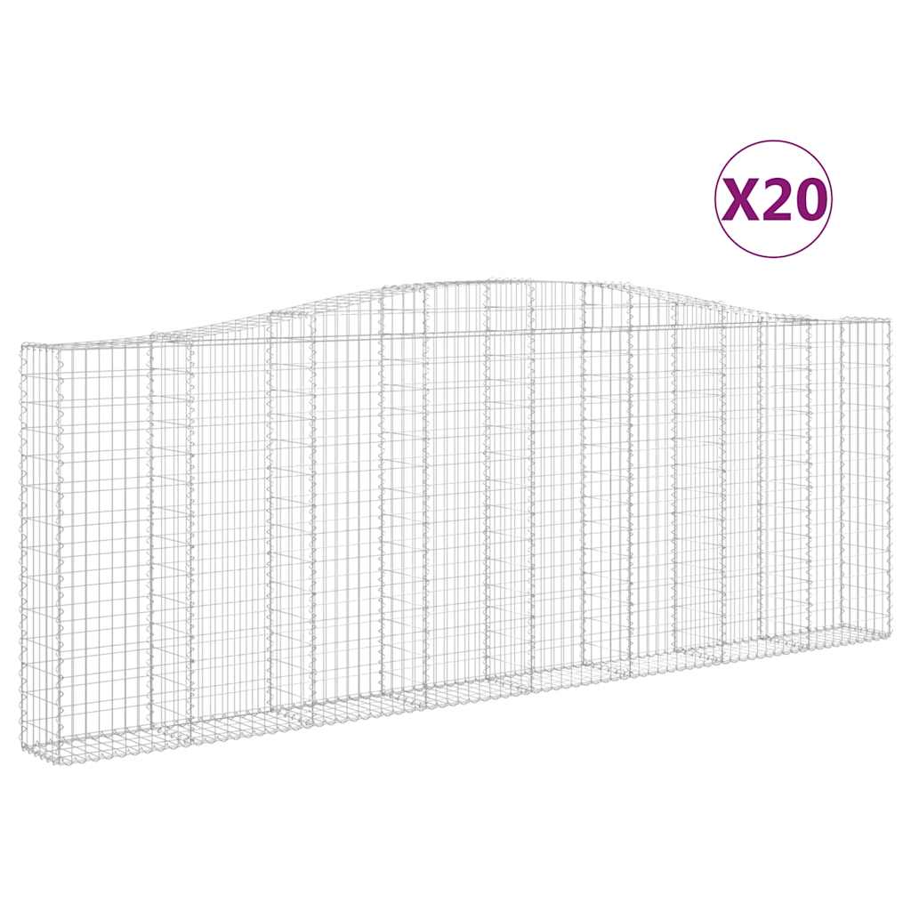 Gabionen mit Hochbogen 20Stk. 400x30x140/160cm Verzinktes Eisen