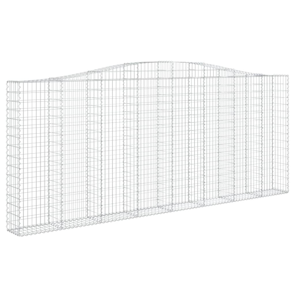 Gabionen mit Hochbogen 3 Stk. 400x30x160/180cm Verzinktes Eisen