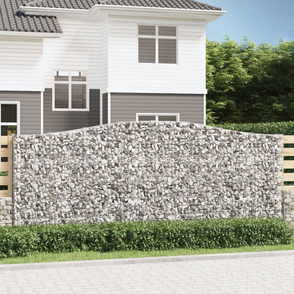 Gabionen mit Hochbogen 4 Stk. 400x30x160/180cm Verzinktes Eisen