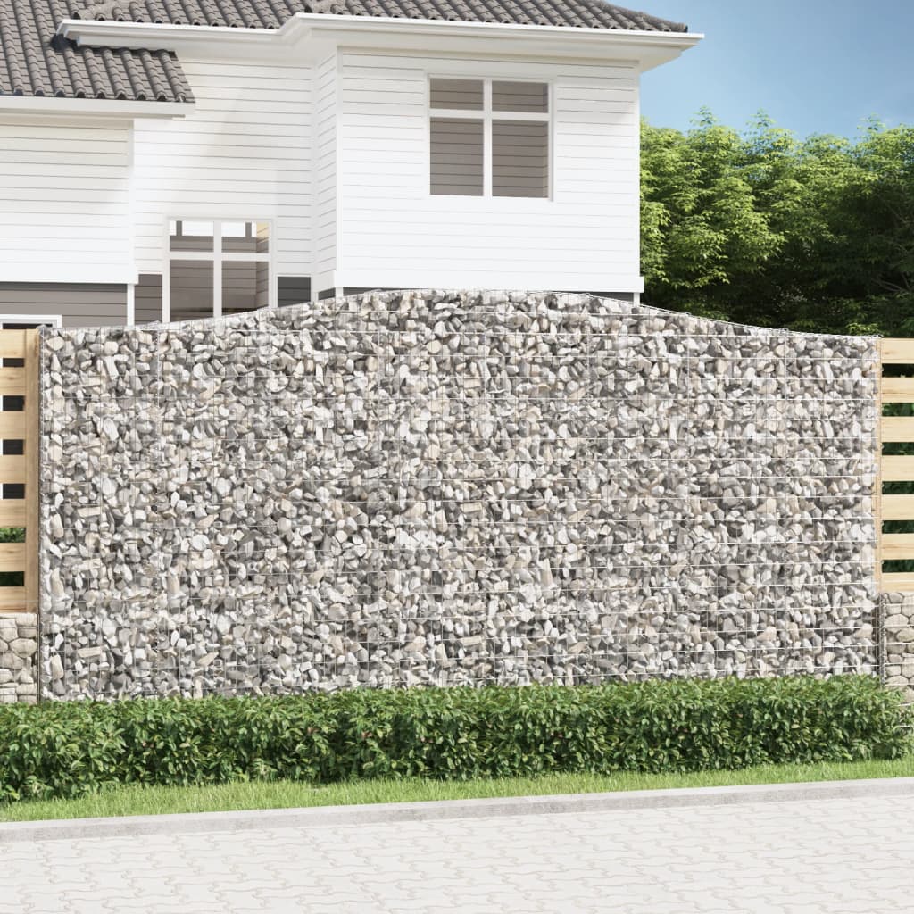Gabionen mit Hochbogen 2 Stk. 400x30x200/220cm Verzinktes Eisen