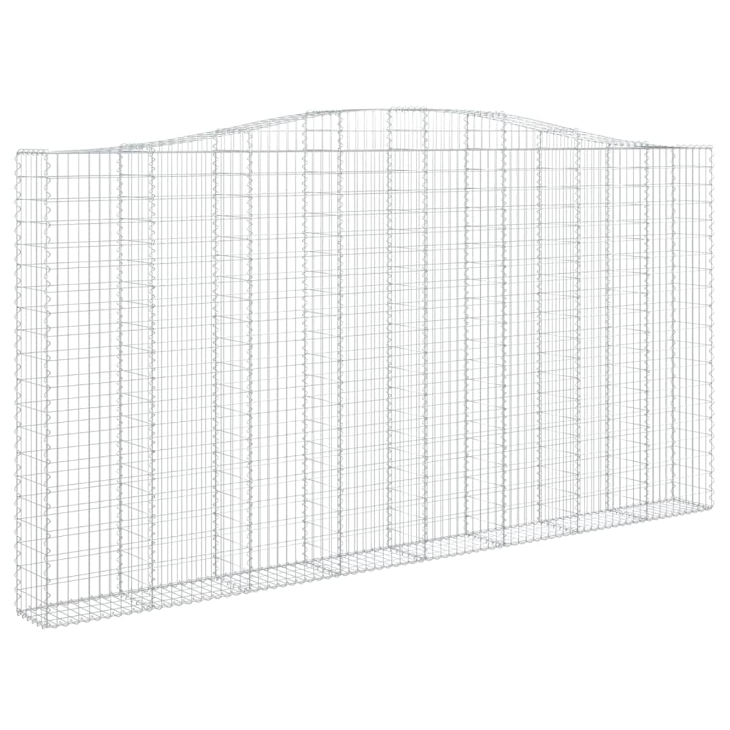 Gabionen mit Hochbogen 3 Stk. 400x30x200/220cm Verzinktes Eisen