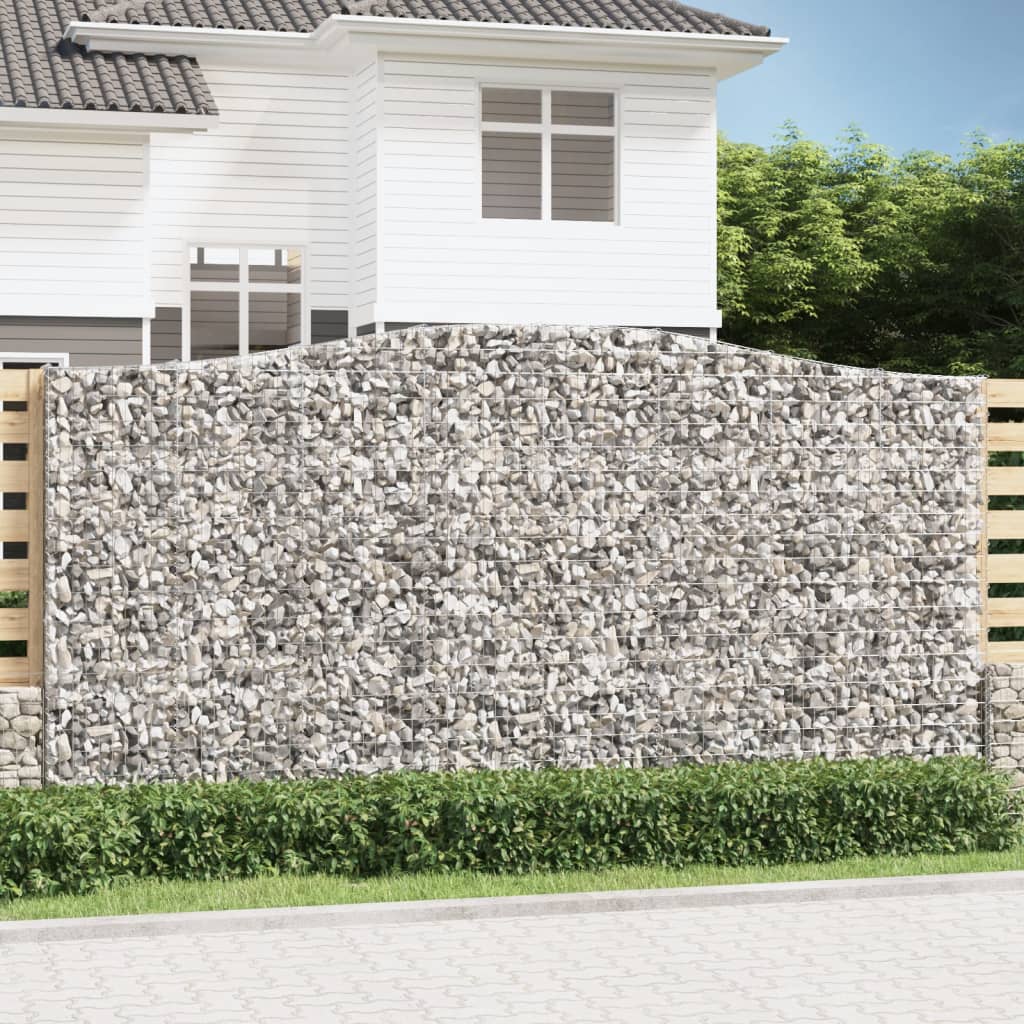Gabionen mit Hochbogen 6 Stk. 400x30x200/220cm Verzinktes Eisen