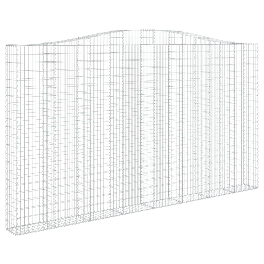 Gabionen mit Hochbogen 4 Stk. 400x30x220/240cm Verzinktes Eisen