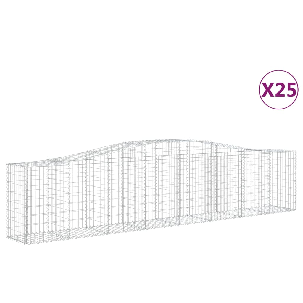 Gabionen mit Hochbogen 25 Stk. 400x50x80/100cm Verzinktes Eisen