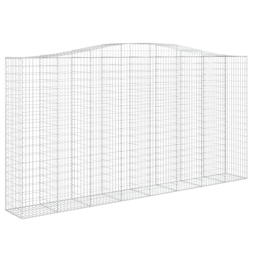 Gabionen mit Hochbogen 15Stk. 400x50x200/220cm Verzinktes Eisen