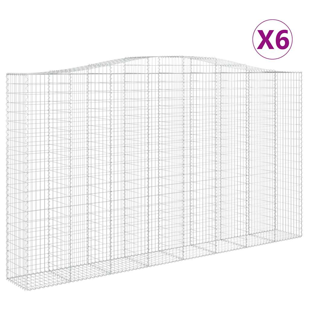 Gabionen mit Hochbogen 6 Stk. 400x50x220/240cm Verzinktes Eisen