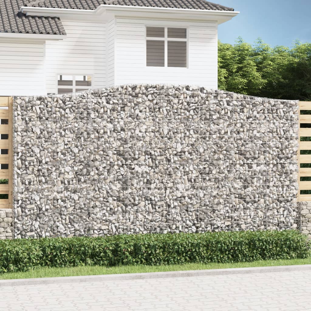 Gabionen mit Hochbogen 8 Stk. 400x50x220/240cm Verzinktes Eisen