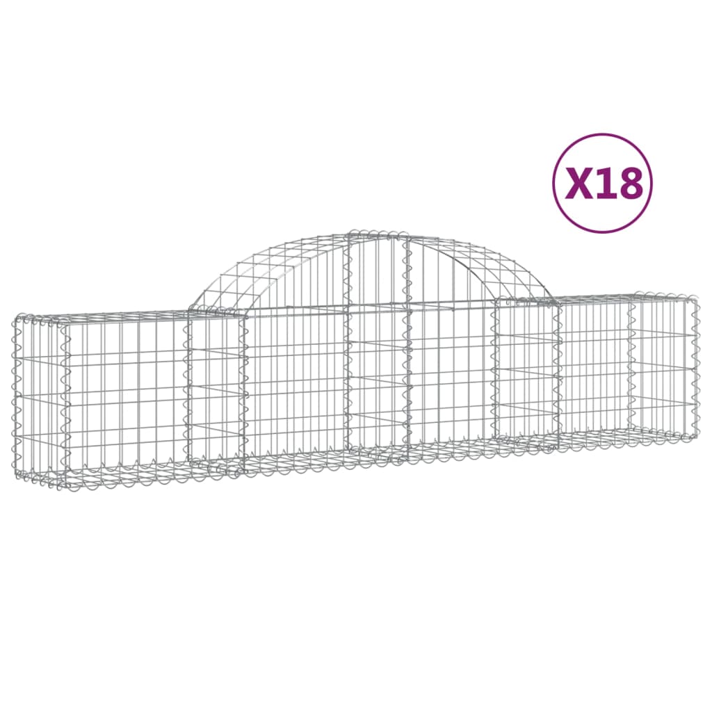 Gabionen mit Hochbogen 18 Stk. 200x30x40/60 cm Verzinktes Eisen