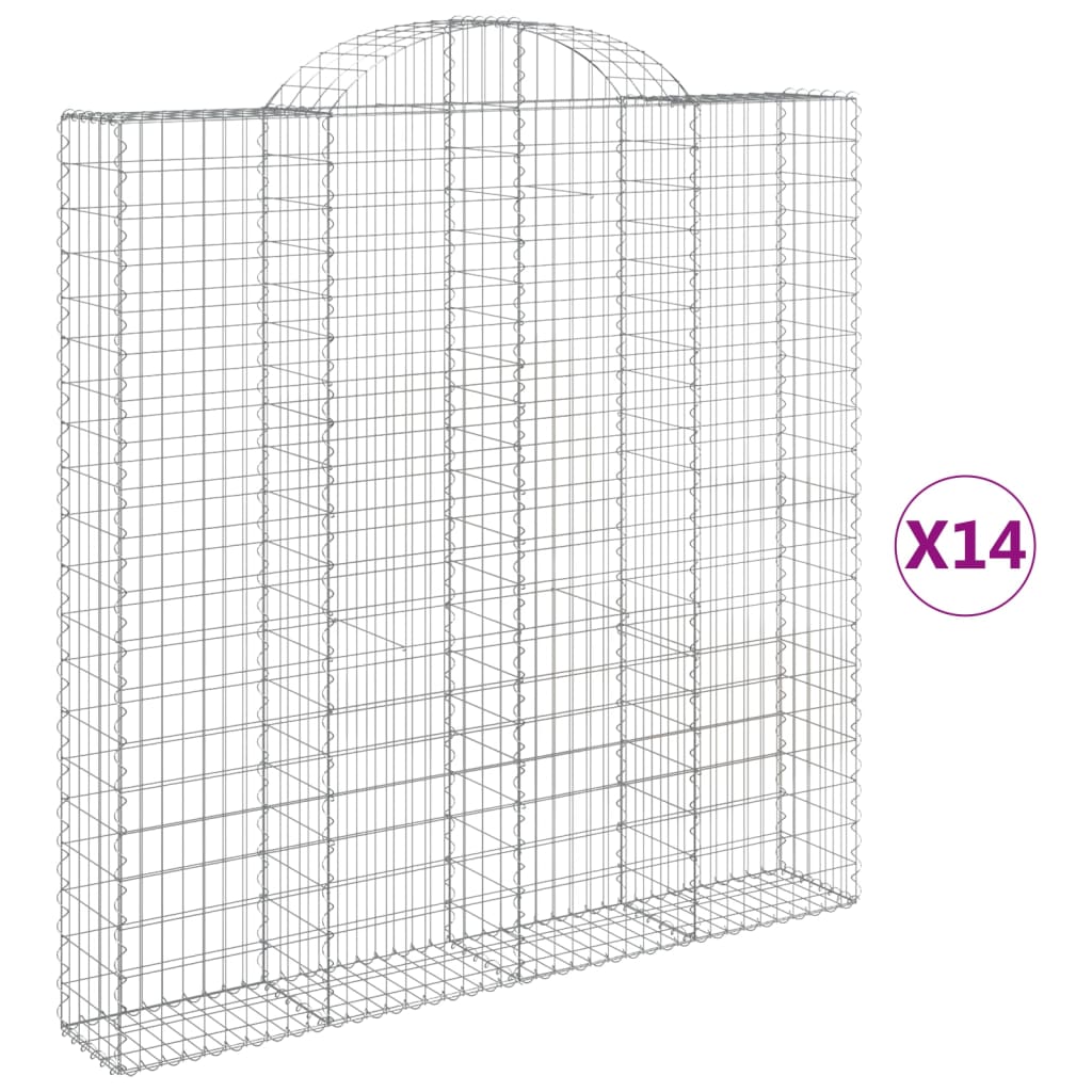 Gabionen mit Hochbogen 14 Stk 200x30x200/220cm Verzinktes Eisen