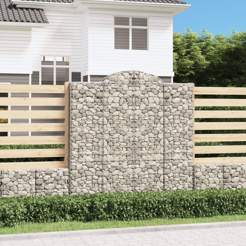 Gabionen mit Hochbogen 14 Stk 200x30x200/220cm Verzinktes Eisen