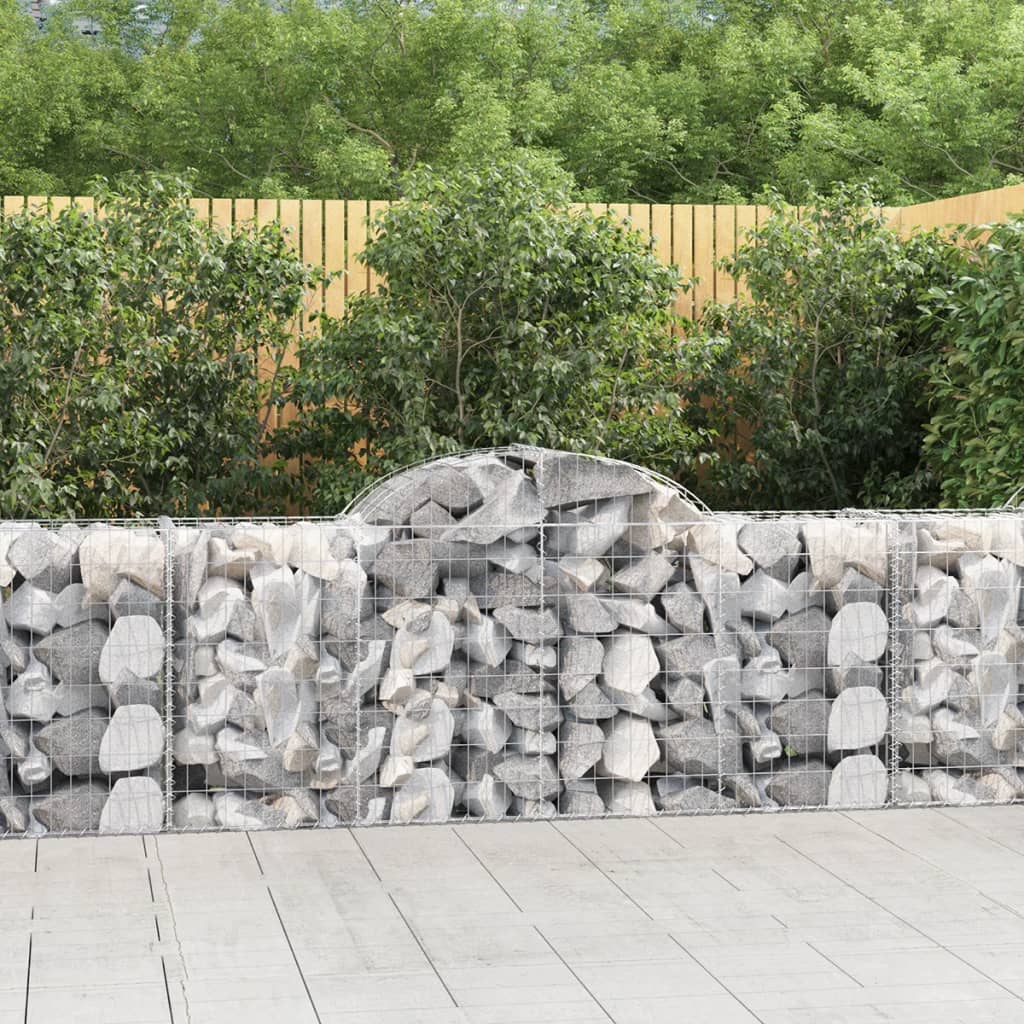Gabionen mit Hochbogen 4 Stk. 200x50x80/100 cm Verzinktes Eisen