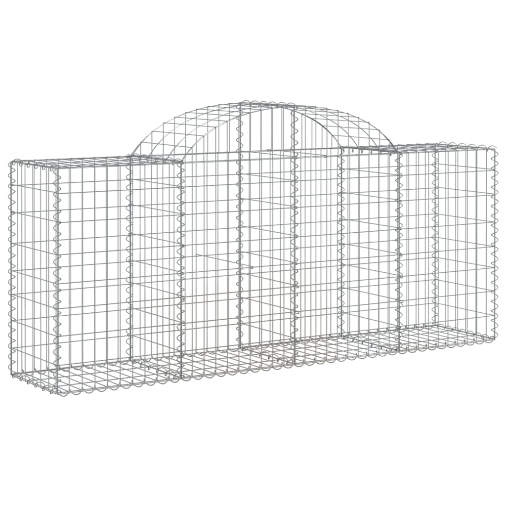 Gabionen mit Hochbogen 18 Stk. 200x50x80/100cm Verzinktes Eisen