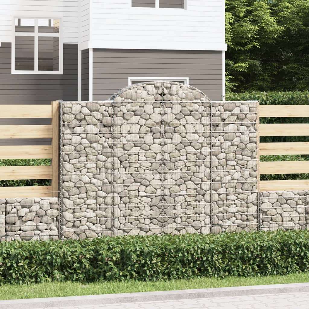 Gabionen mit Hochbogen 4 Stk. 200x50x160/180cm Verzinktes Eisen