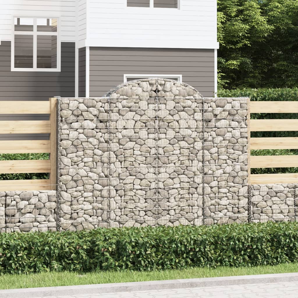Gabionen mit Hochbogen 13Stk. 200x50x160/180cm Verzinktes Eisen