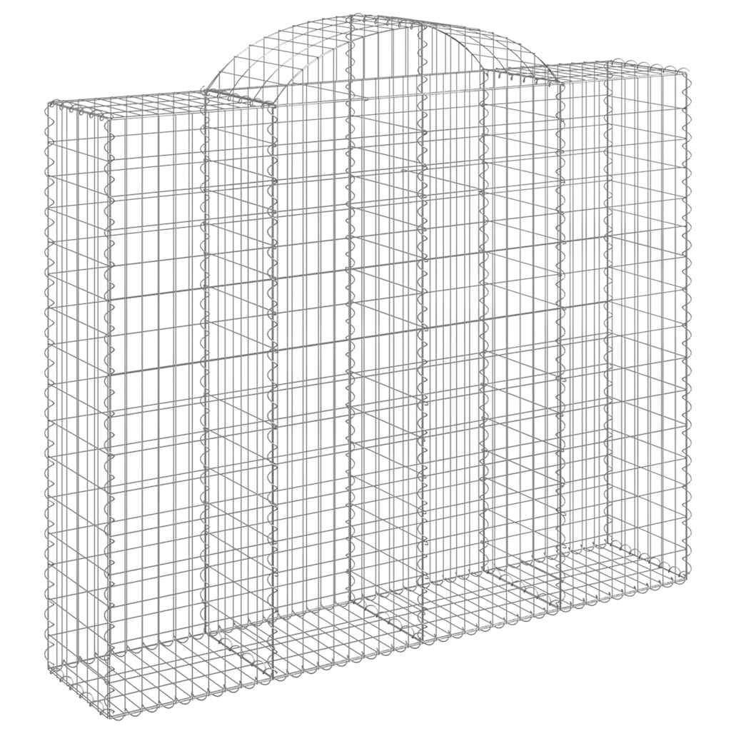 Gabionen mit Hochbogen 15Stk. 200x50x160/180cm Verzinktes Eisen