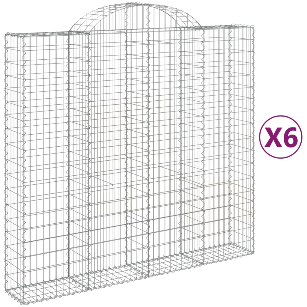 Gabionen mit Hochbogen 6 Stk. 200x50x180/200cm Verzinktes Eisen