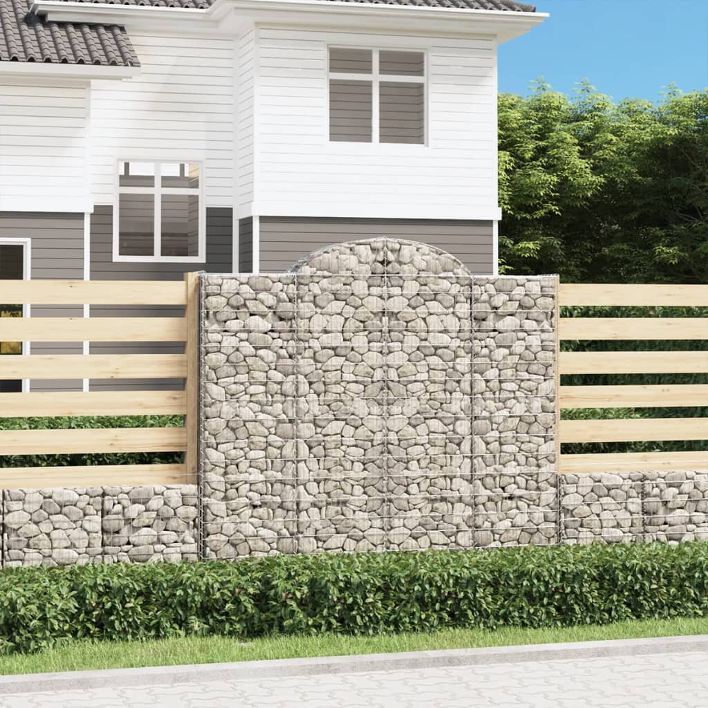 Gabionen mit Hochbogen 6 Stk. 200x50x180/200cm Verzinktes Eisen