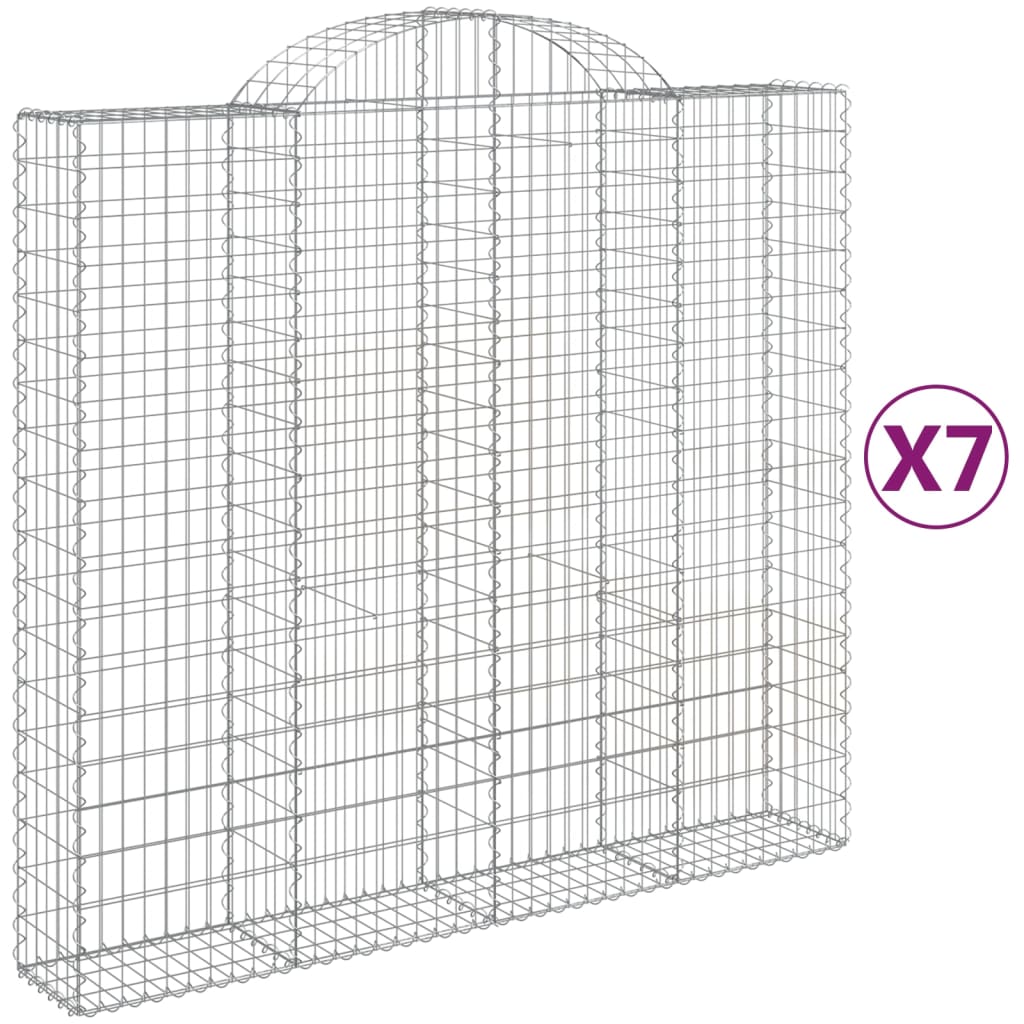 Gabionen mit Hochbogen 7 Stk. 200x50x180/200cm Verzinktes Eisen