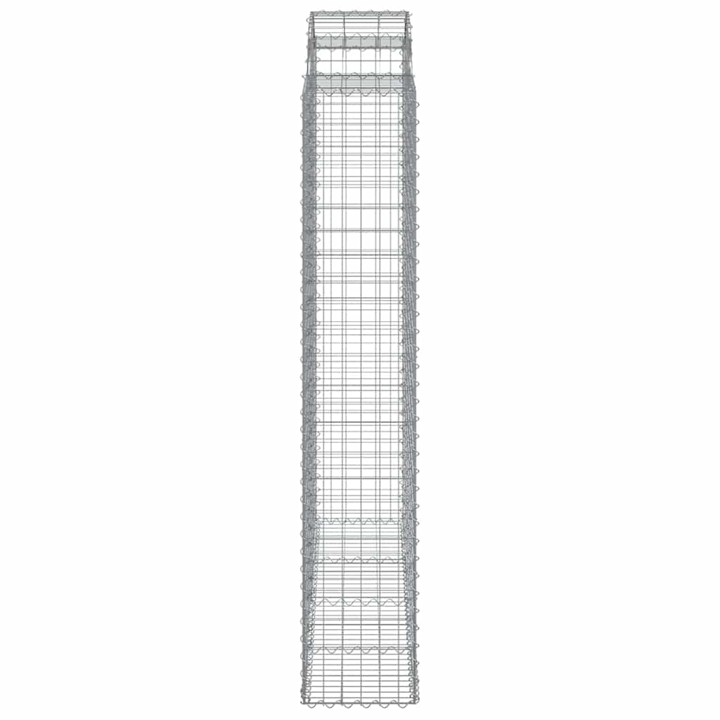 Gabionen mit Hochbogen 9 Stk. 200x50x220/240cm Verzinktes Eisen