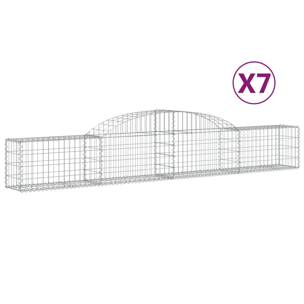Gabionen mit Hochbogen 7 Stk. 300x30x40/60 cm Verzinktes Eisen