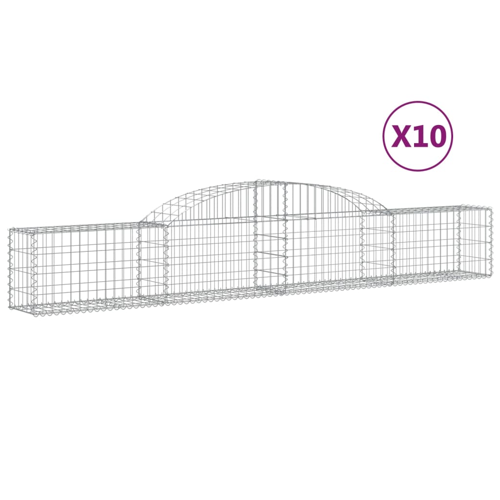 Gabionen mit Hochbogen 10 Stk. 300x30x40/60 cm Verzinktes Eisen