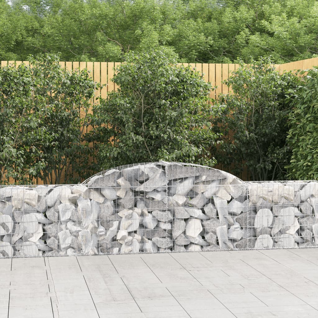 Gabionen mit Hochbogen 8 Stk. 300x30x60/80 cm Verzinktes Eisen