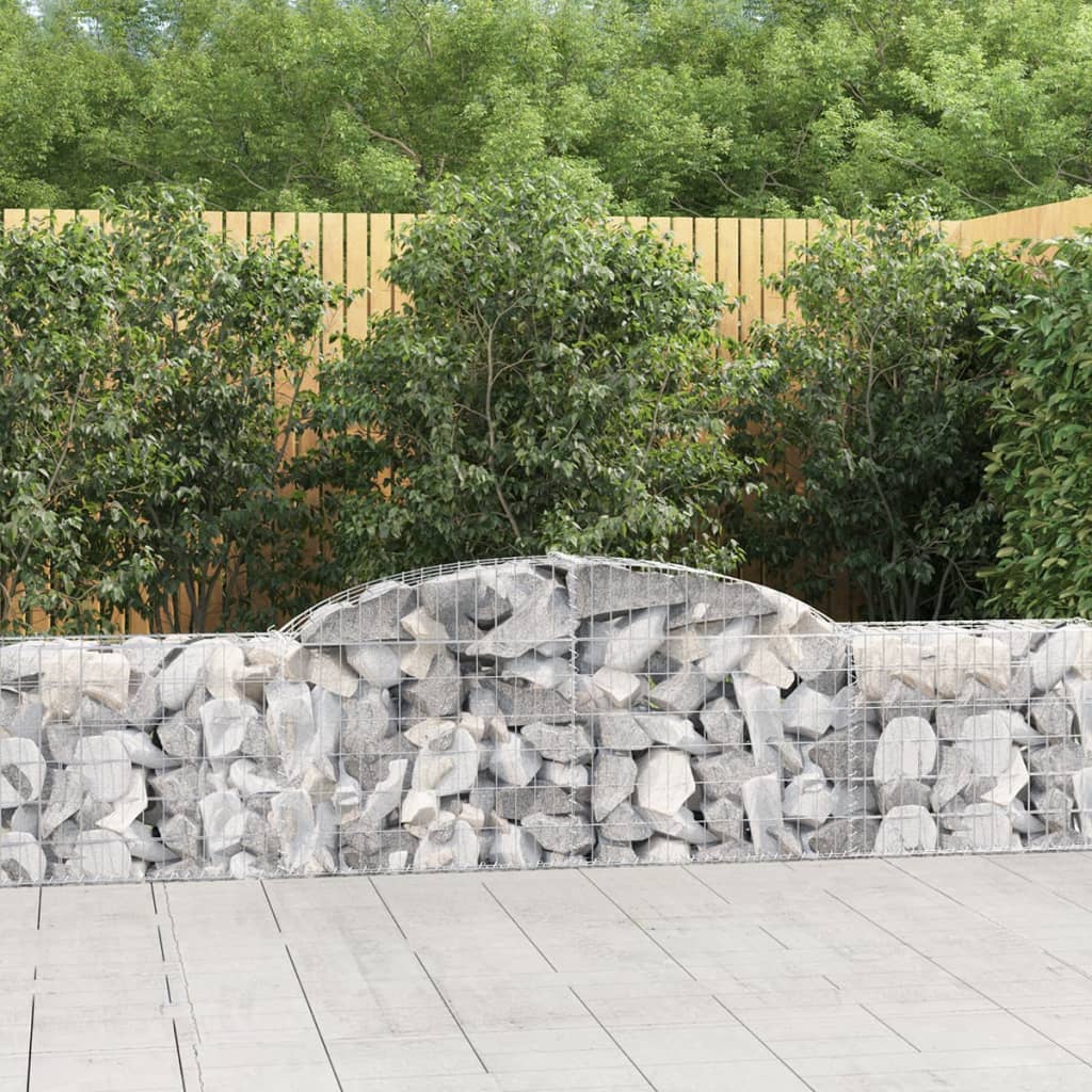 Gabionen mit Hochbogen 15 Stk. 300x30x60/80 cm Verzinktes Eisen