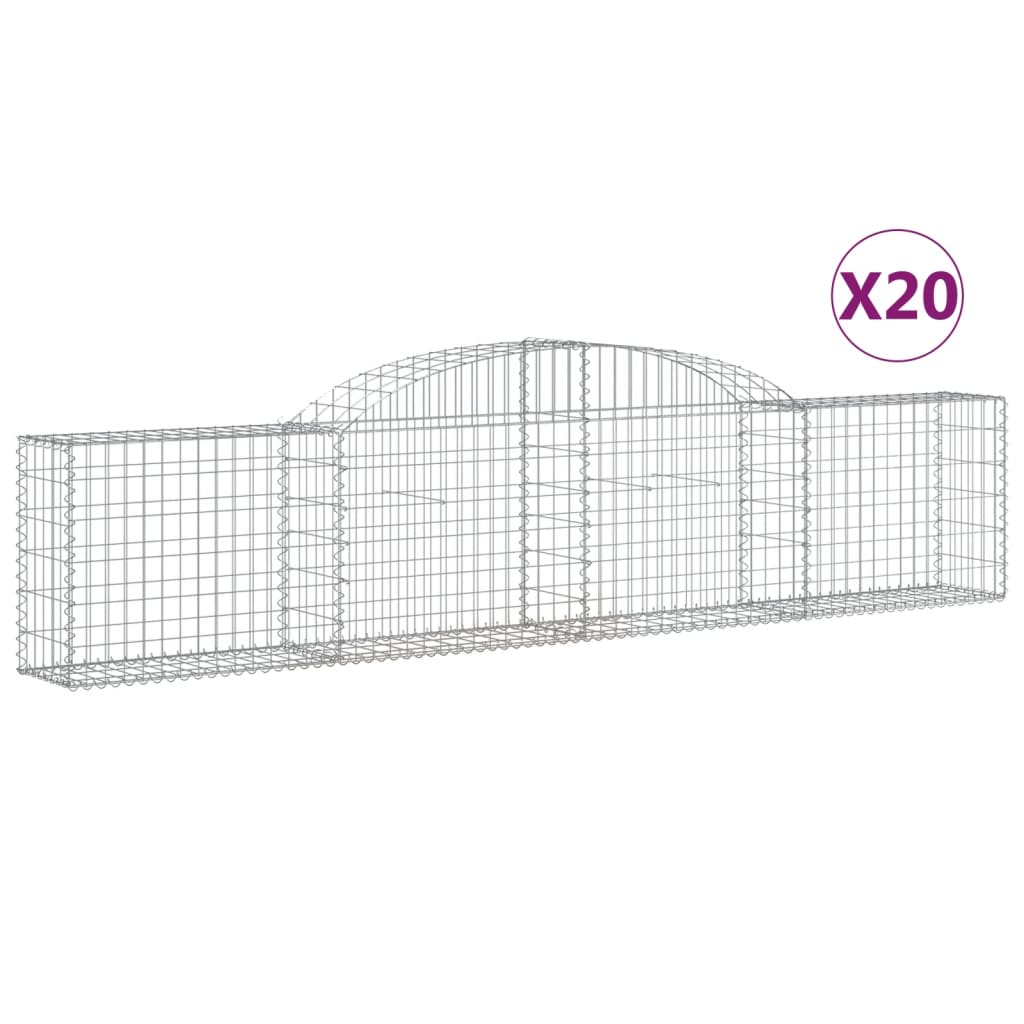 Gabionen mit Hochbogen 20 Stk. 300x30x60/80 cm Verzinktes Eisen