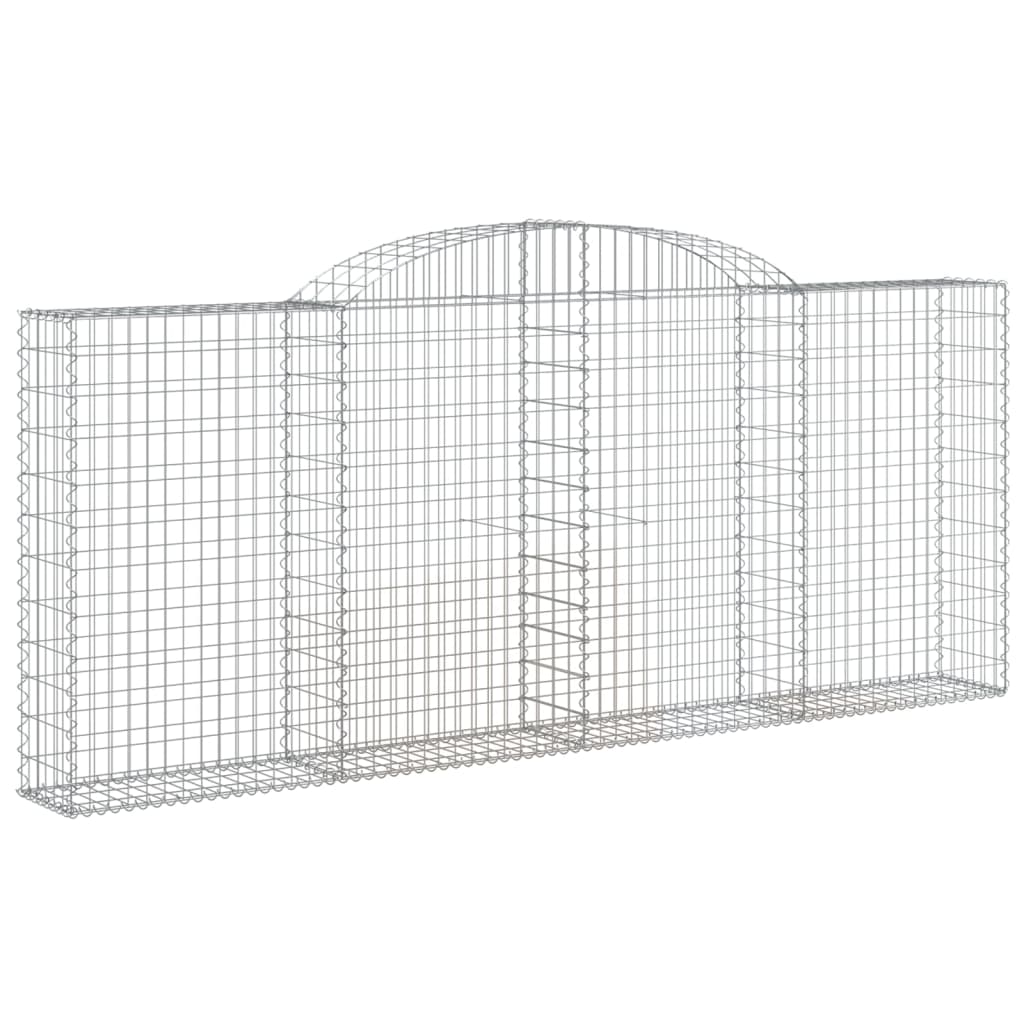 Gabionen mit Hochbogen 10 Stk 300x30x120/140cm Verzinktes Eisen