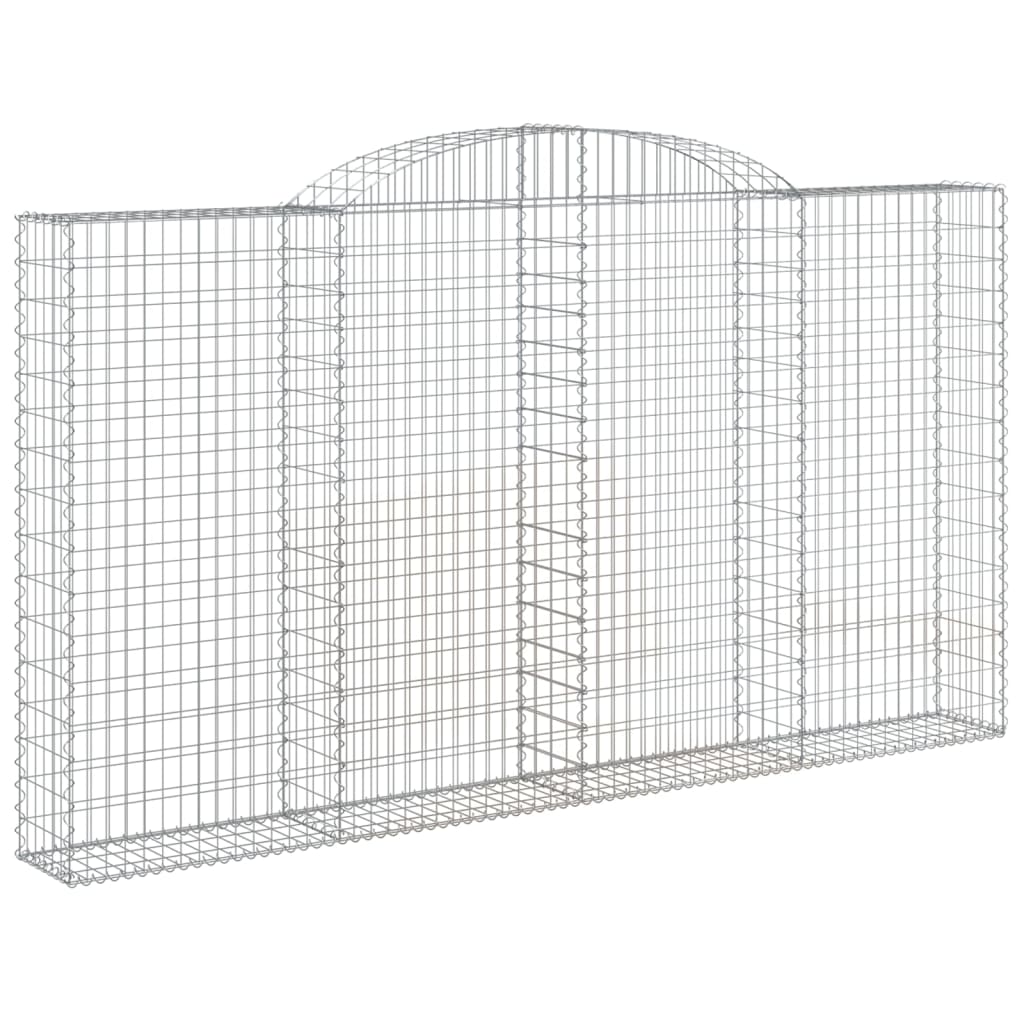 Gabionen mit Hochbogen 4 Stk. 300x30x160/180cm Verzinktes Eisen