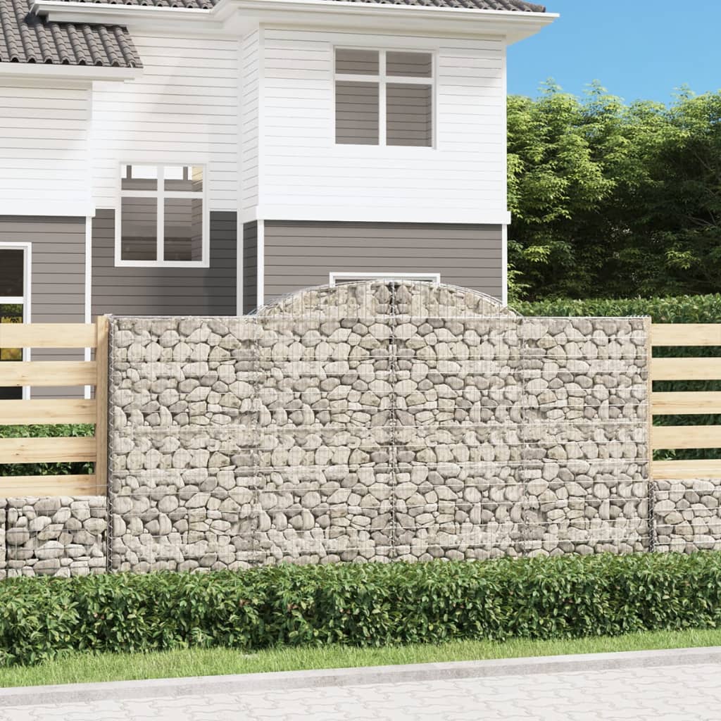 Gabionen mit Hochbogen 4 Stk. 300x30x160/180cm Verzinktes Eisen