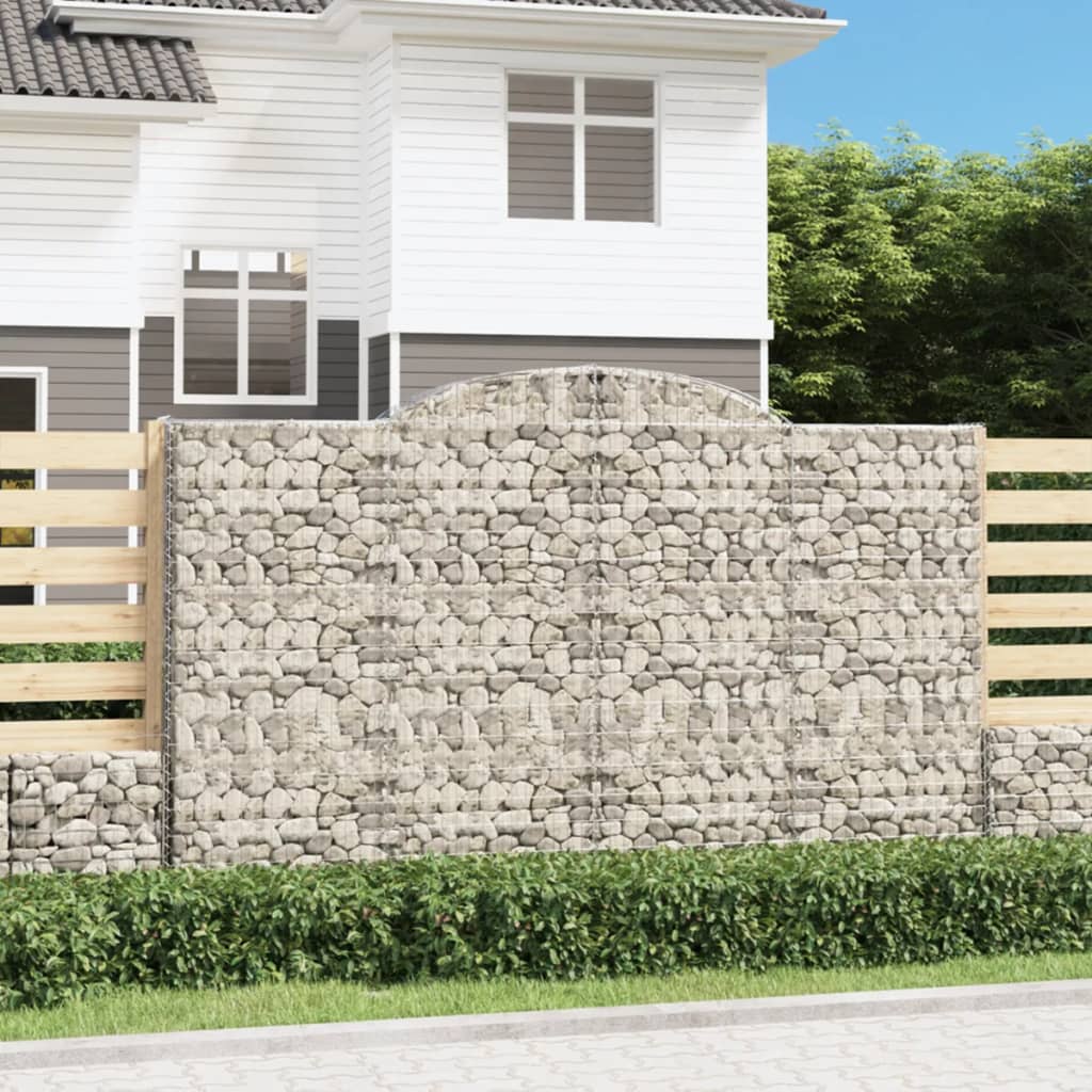 Gabionen mit Hochbogen 3 Stk. 300x30x180/200cm Verzinktes Eisen