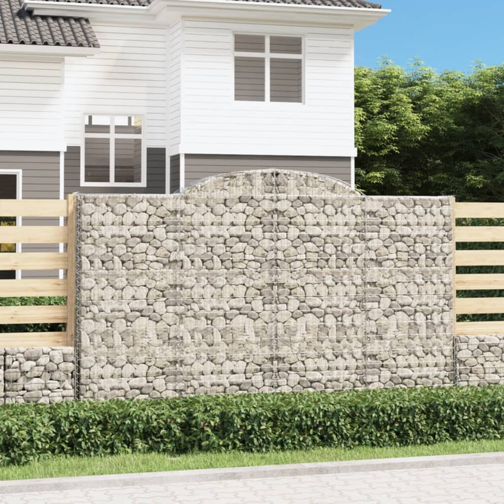 Gabionen mit Hochbogen 4 Stk. 300x30x180/200cm Verzinktes Eisen
