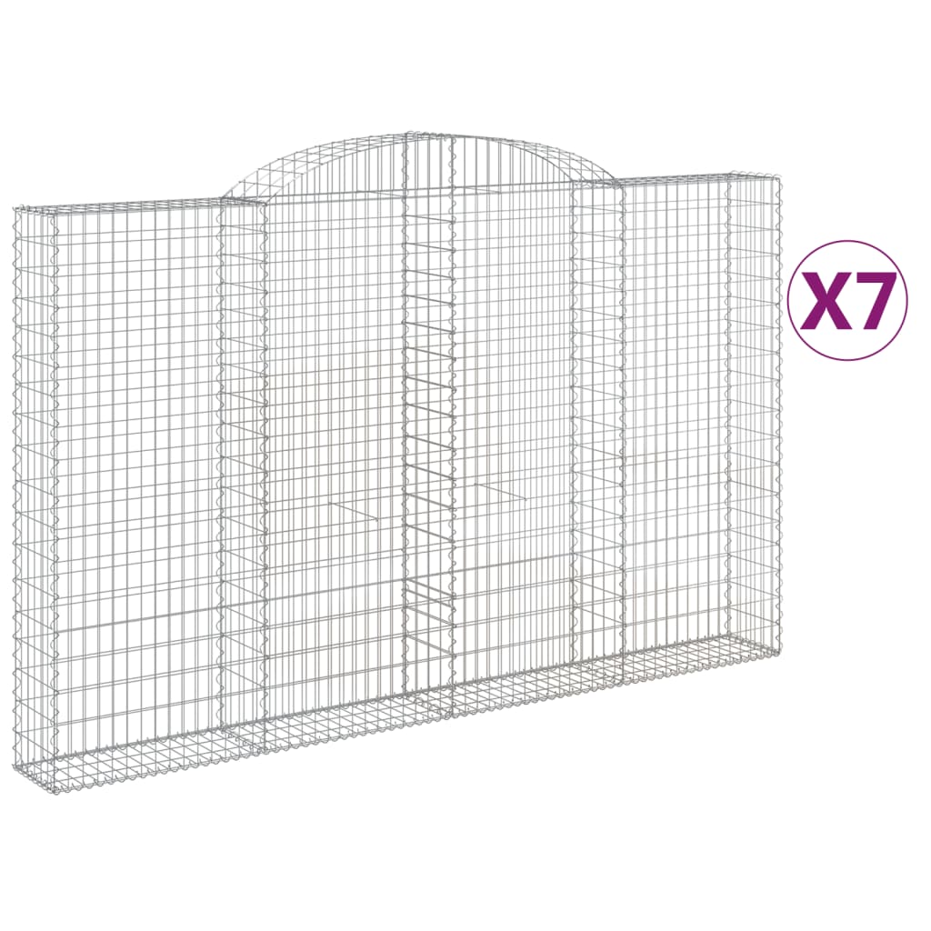 Gabionen mit Hochbogen 7 Stk. 300x30x180/200cm Verzinktes Eisen