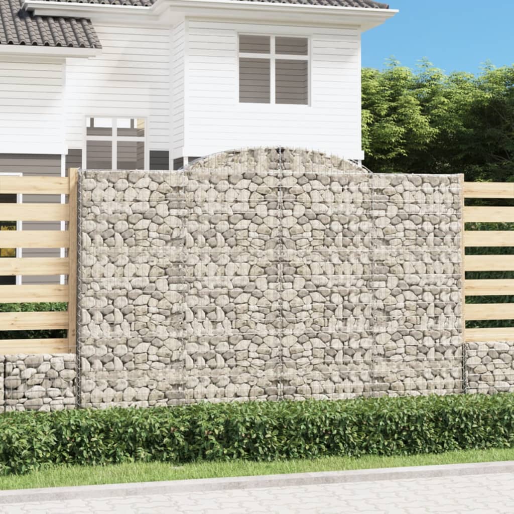 Gabionen mit Hochbogen 4 Stk. 300x30x200/220cm Verzinktes Eisen