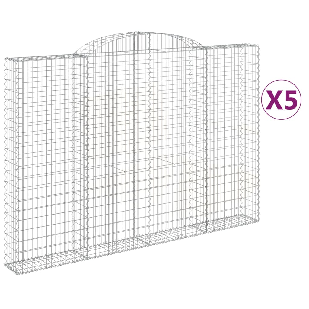 Gabionen mit Hochbogen 5 Stk. 300x30x200/220cm Verzinktes Eisen