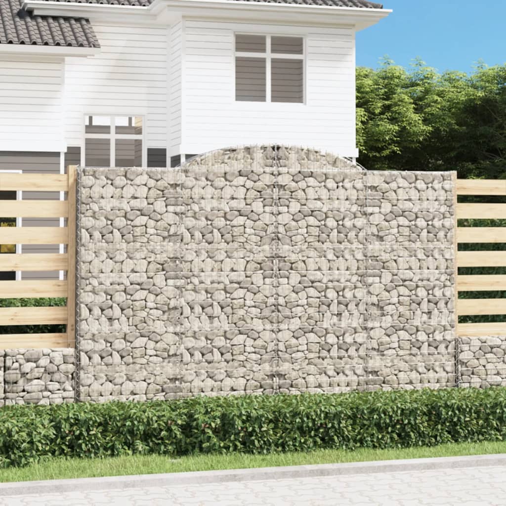 Gabionen mit Hochbogen 5 Stk. 300x30x200/220cm Verzinktes Eisen