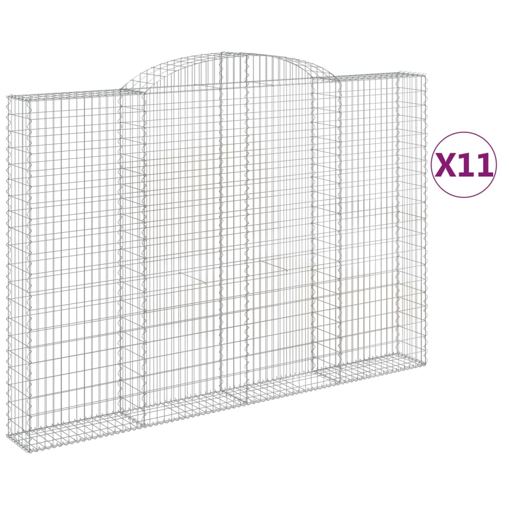 Gabionen mit Hochbogen 11 Stk 300x30x200/220cm Verzinktes Eisen