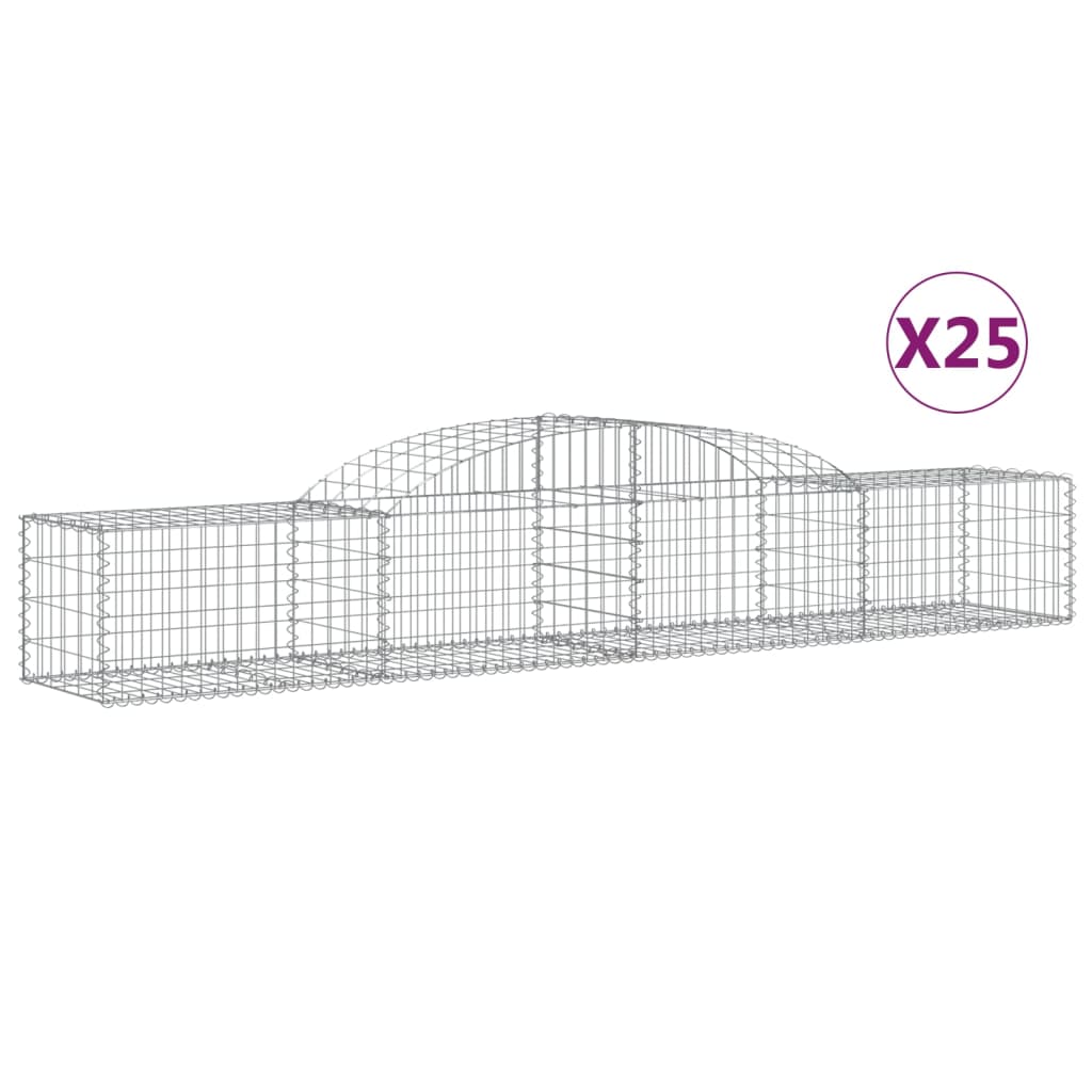 Gabionen mit Hochbogen 25 Stk. 300x50x40/60 cm Verzinktes Eisen